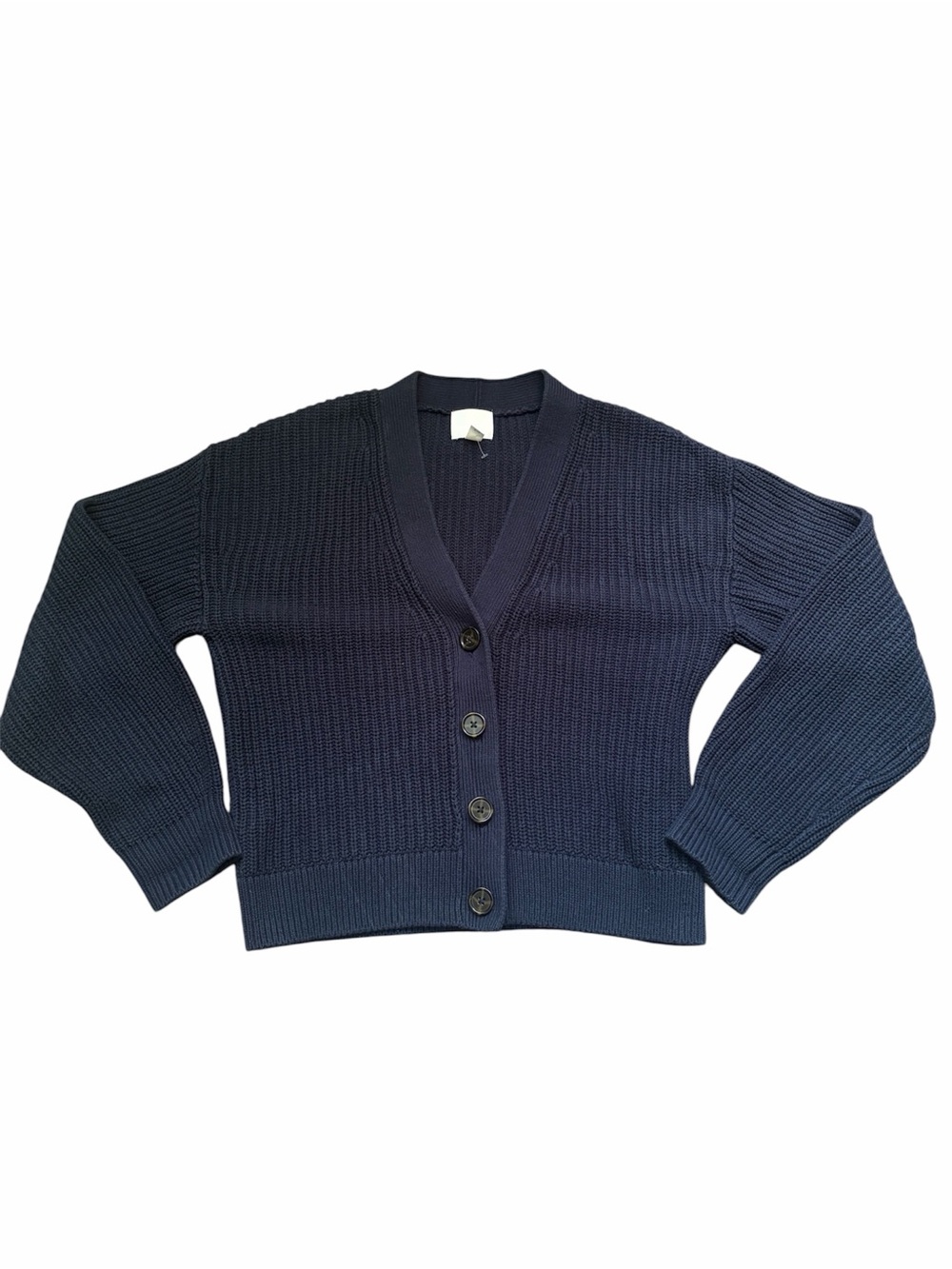 H&M Navy Ribbed V-Neck Button-Up Cardigan Size XS